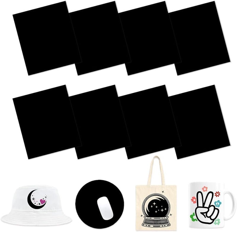 Black Sublimation Ink Transfer Sheets 8 Sheets 12'' x 10'' Solid Color Sublimation Paper Transfer Sheets for Mugs